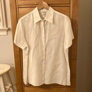 LL Bean 100% linen short sleeve blouse